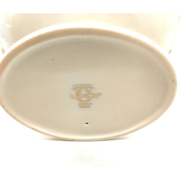 Lenox Holiday Covered Candy Dish Ivory Pedestal Bowl Holly Leaf Raised Details - Picture 7 of 7